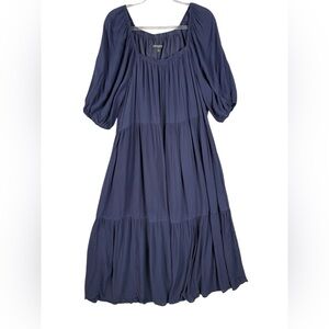 Banana republic navy peasant dress lined size large preowned